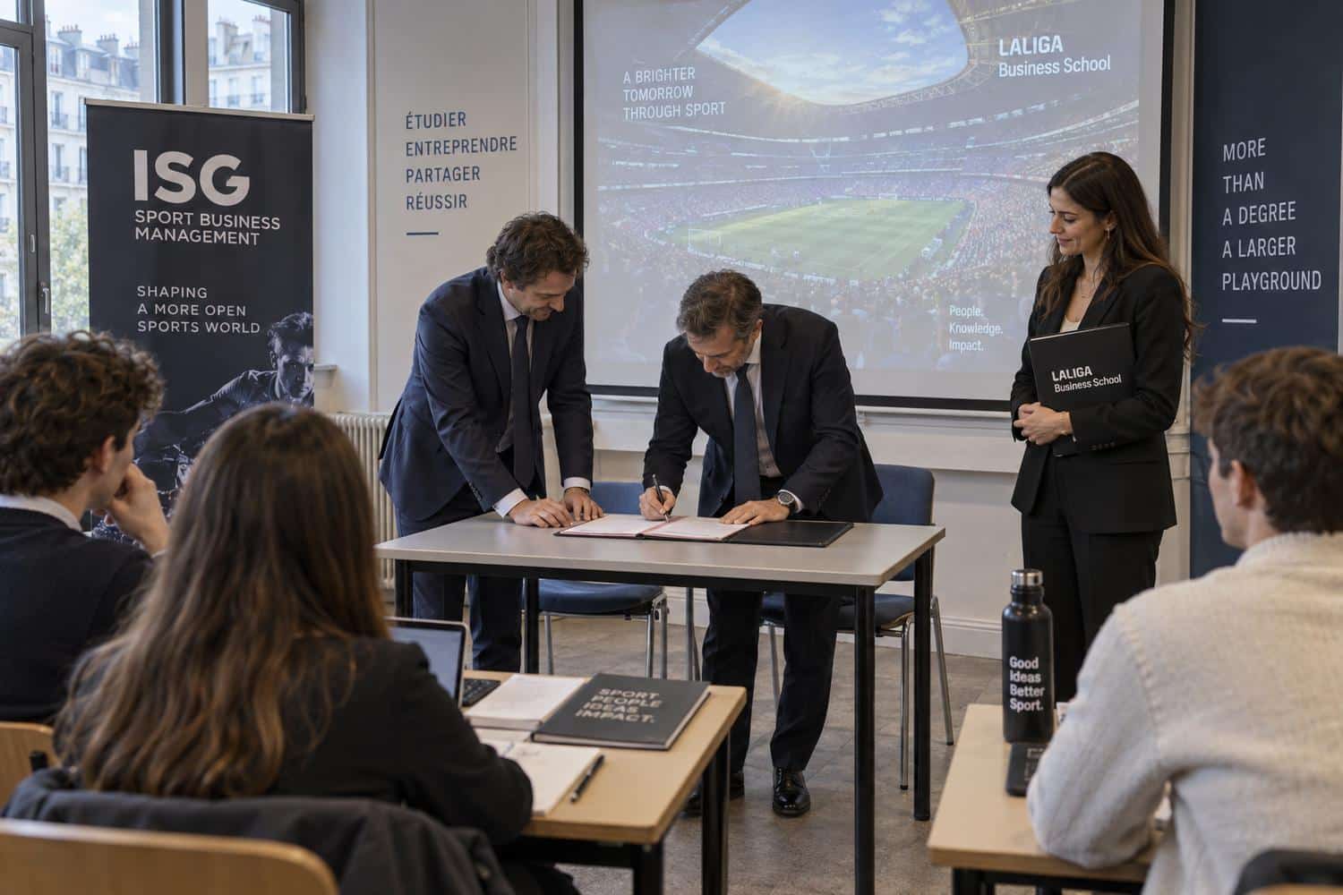 Visuel consacré à l’accord entre l’ISG et LALIGA Business School