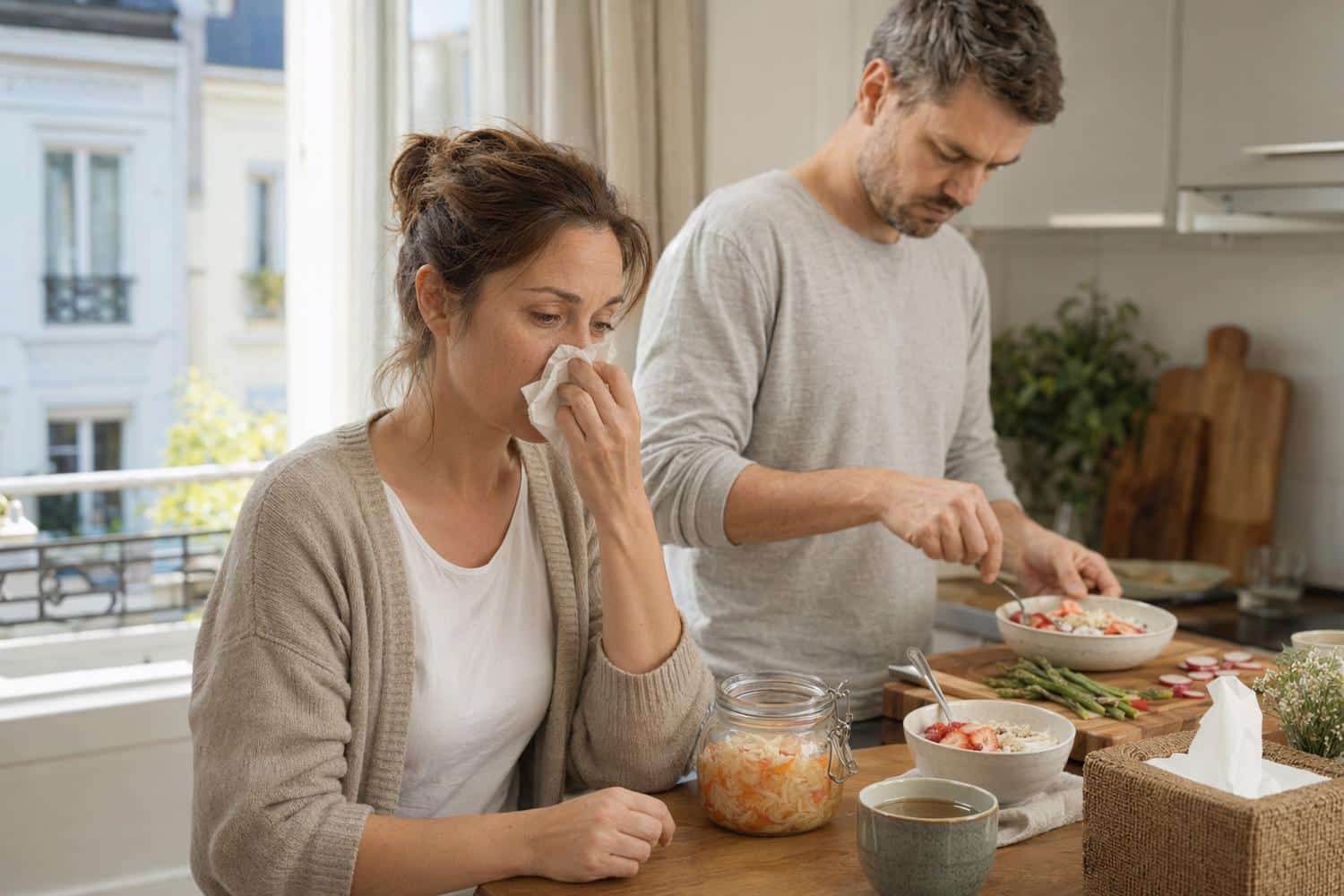 allergies pollen aliments microbiote printemps