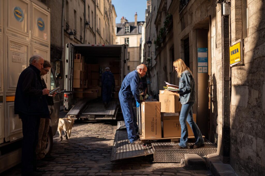 camion de demenagement au quartier latin