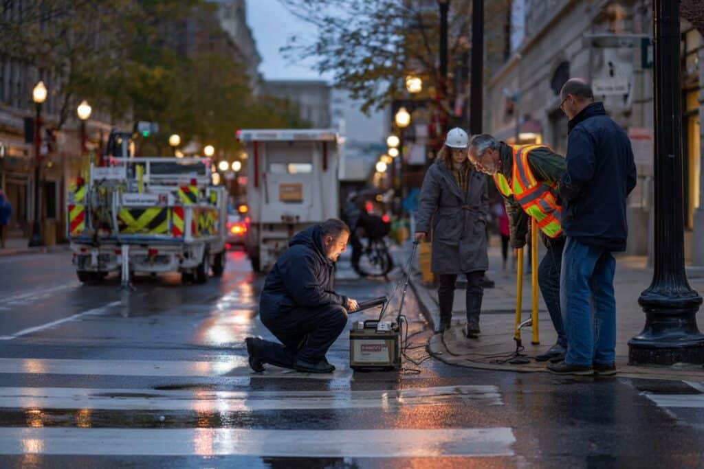 eclairage public led rue nocturne