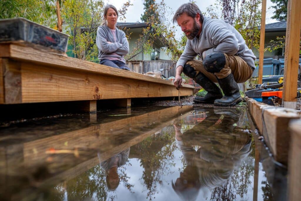 evacuation eau sous terrasse bois