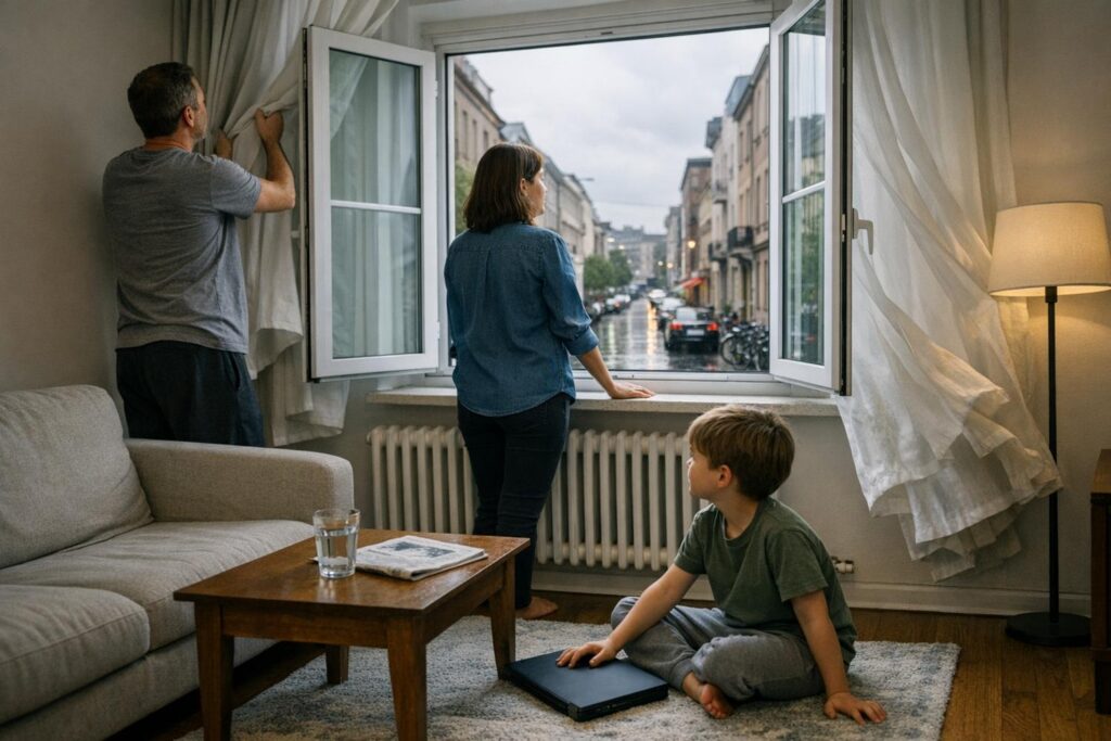 fenetre ouverte apres la pluie