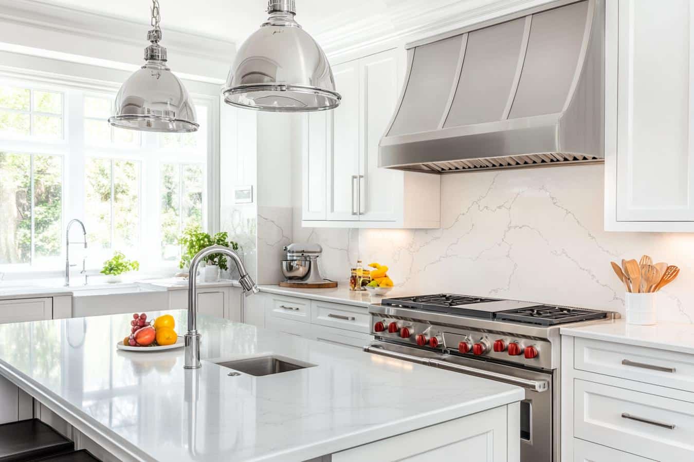 luminaire elegant dans cuisine blanche