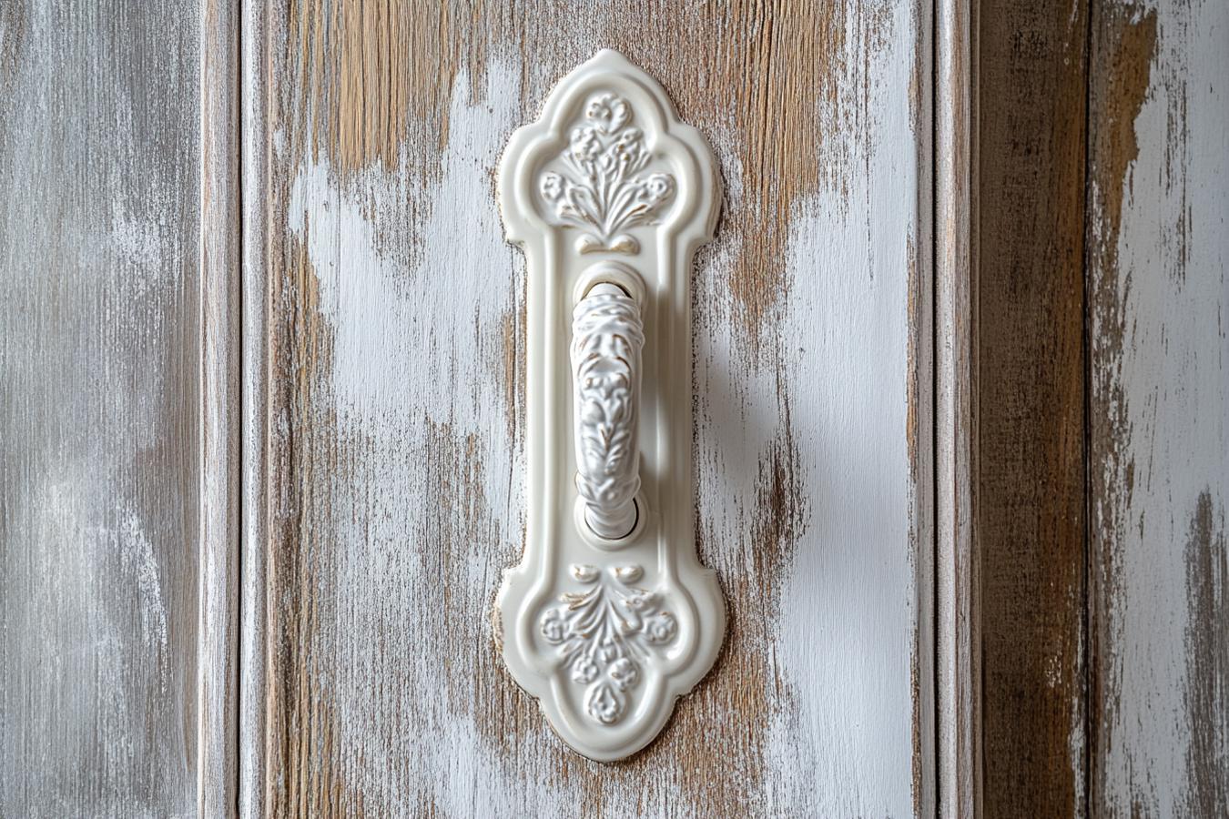 poignee de porte elegante en porcelaine