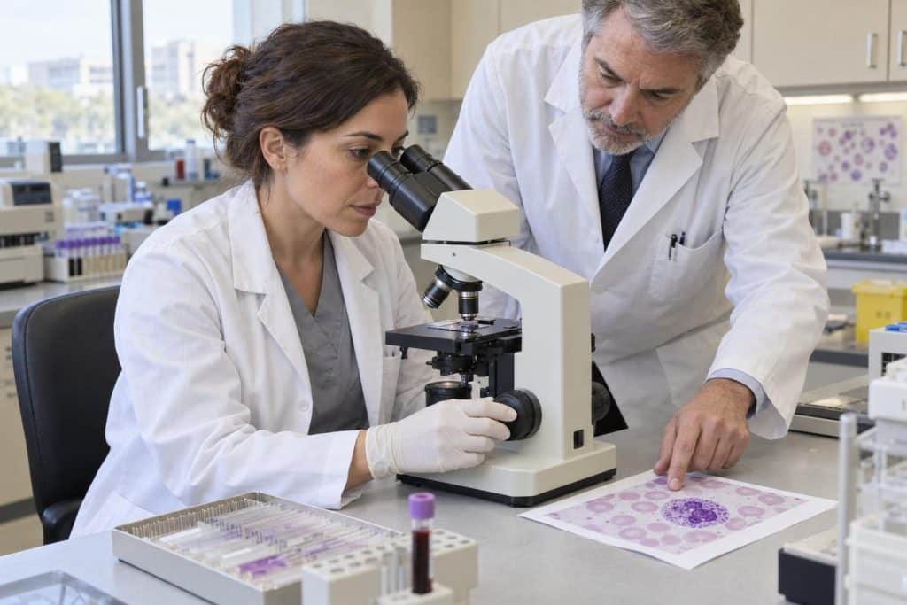 Polynucléaires basophiles représentés parmi les cellules sanguines