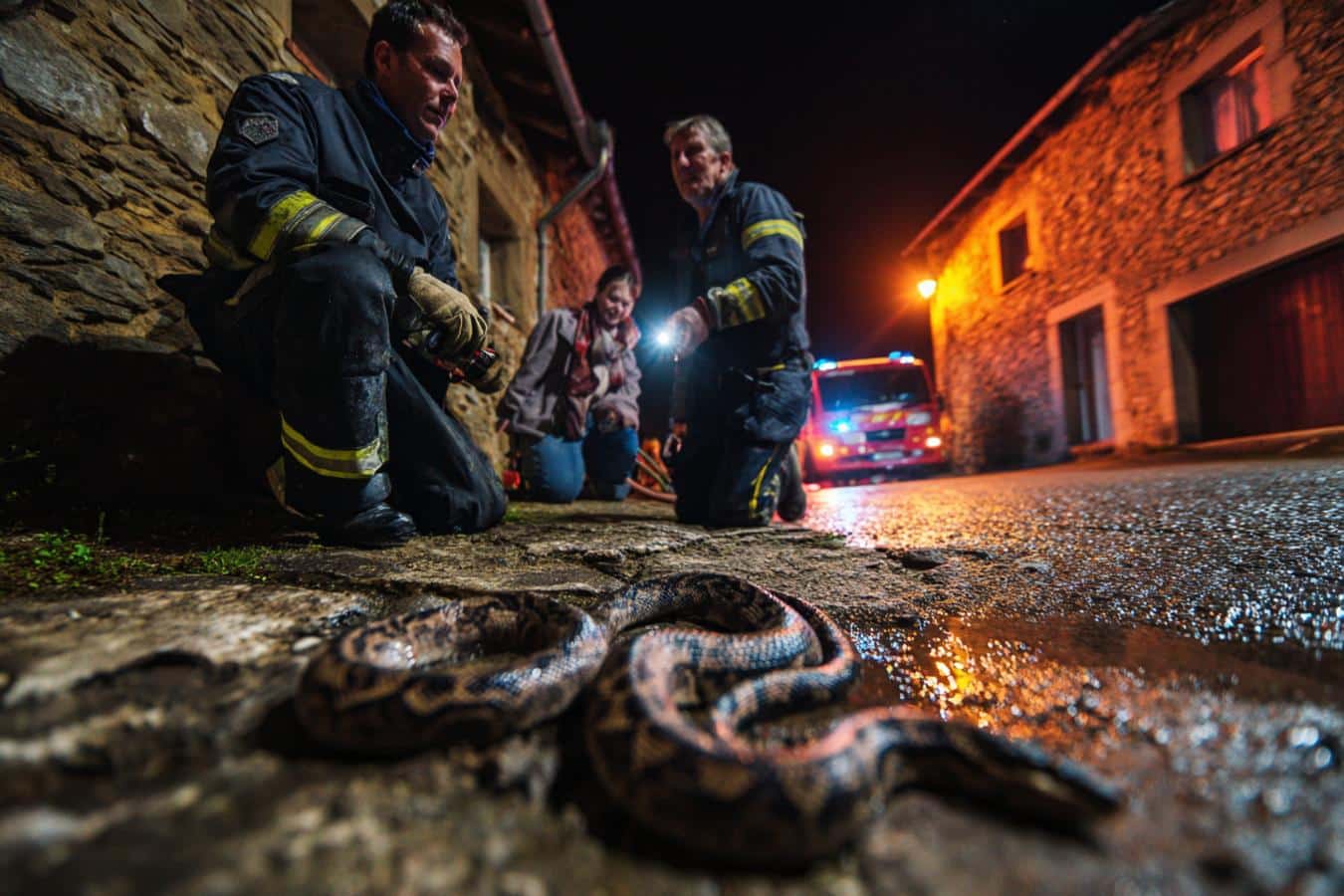 pompiers entourent serpents venimeux