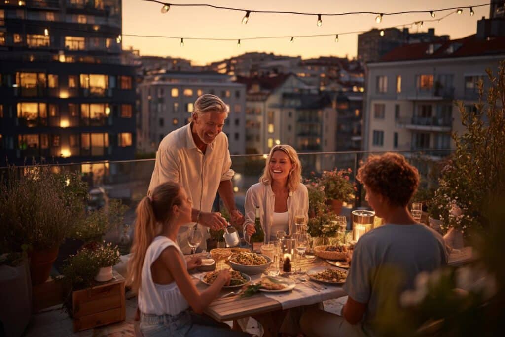 terrasse accueillante avec deco et meubles