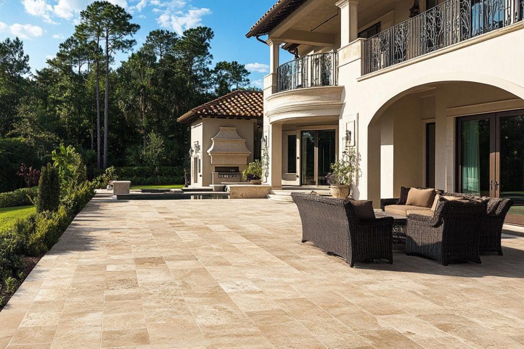 travertin exterieur amenagement jardin