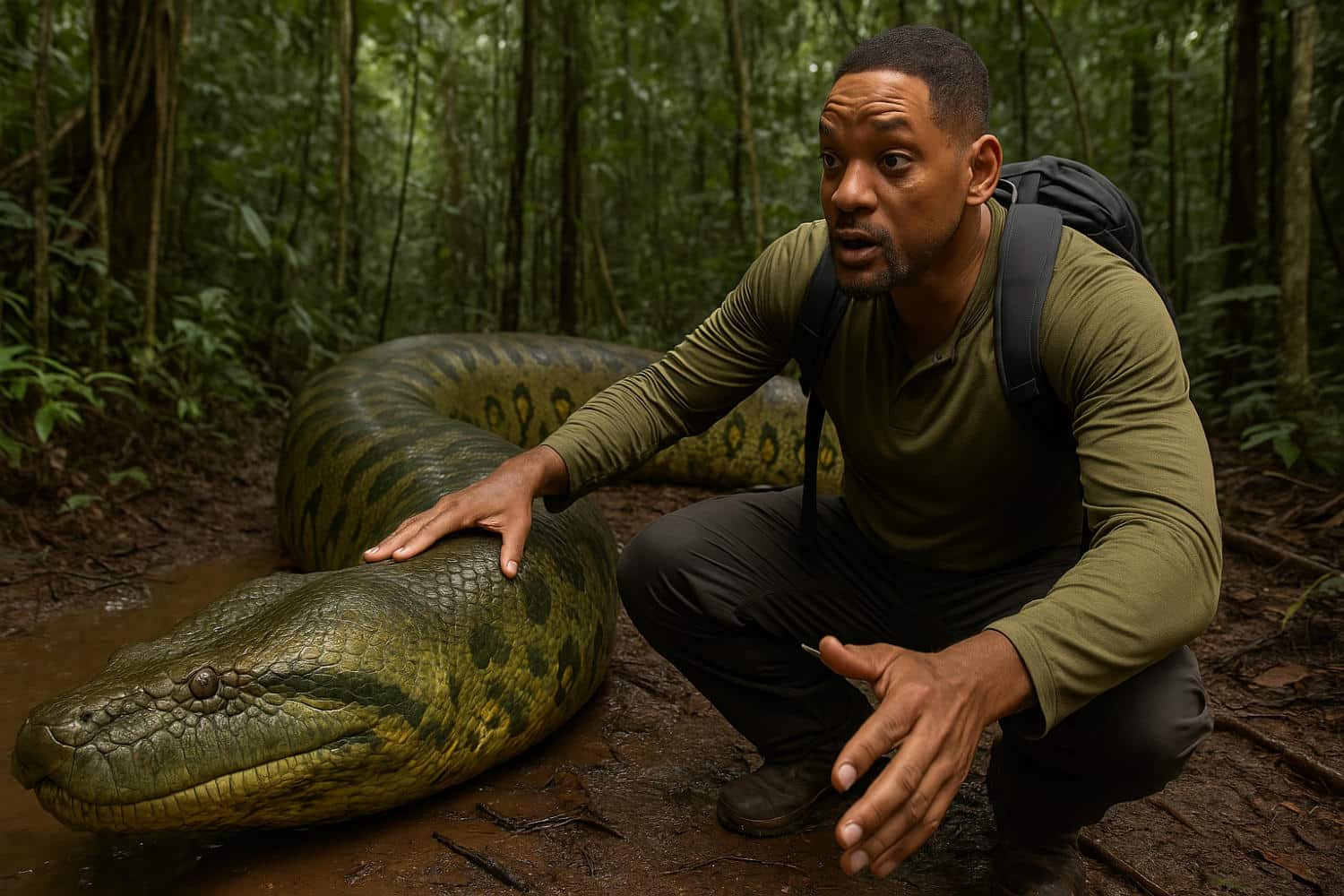 will smith découvre un anaconda géant